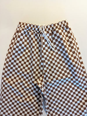 Kids Checkered Easy Big Pants - Mocha