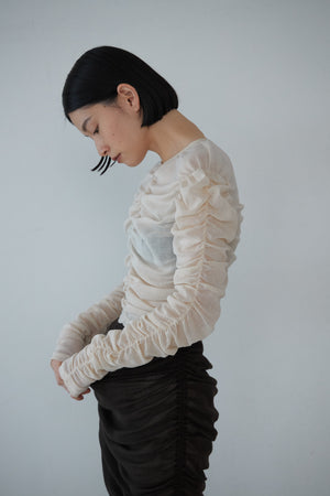 Cotton Tulle Gather Top