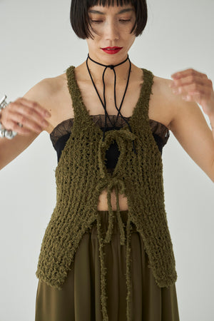 Frayed Yarn Open Front Tank