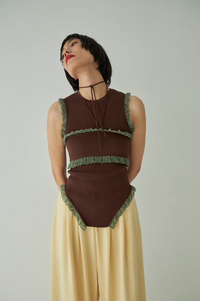 画像をギャラリービューアに読み込む, Frill Lace Knit Tank