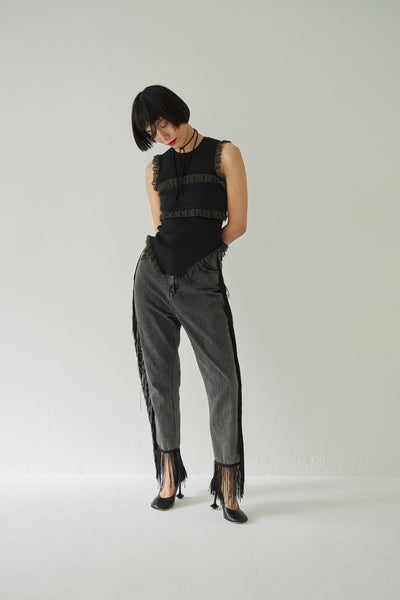 画像をギャラリービューアに読み込む, Frill Lace Knit Tank