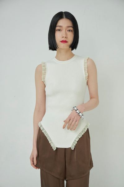 画像をギャラリービューアに読み込む, Frill Lace Knit Tank
