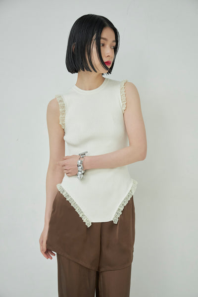 画像をギャラリービューアに読み込む, Frill Lace Knit Tank