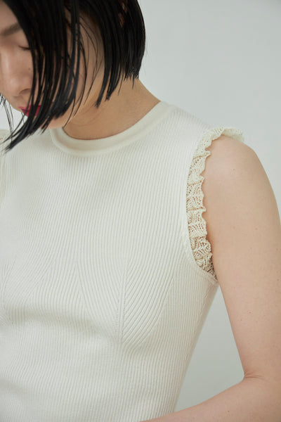画像をギャラリービューアに読み込む, Frill Lace Knit Tank
