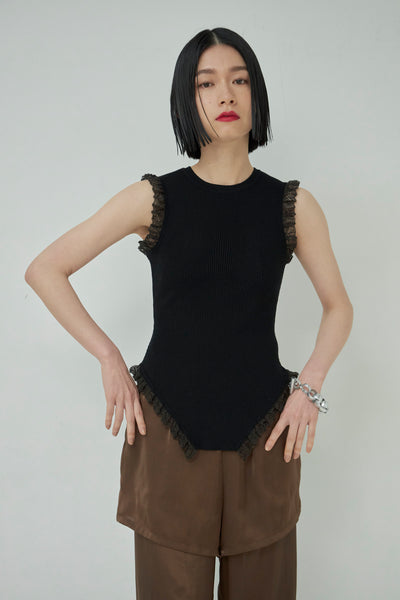 画像をギャラリービューアに読み込む, Frill Lace Knit Tank