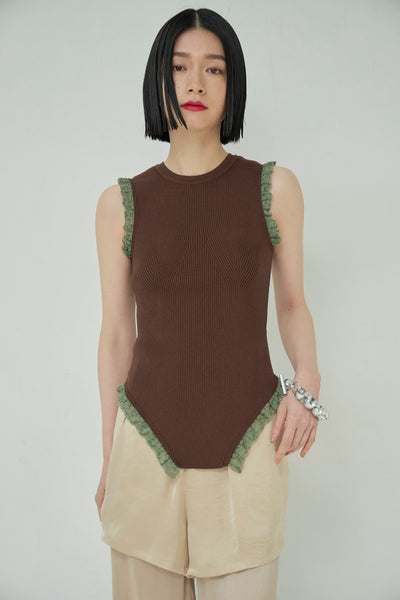 画像をギャラリービューアに読み込む, Frill Lace Knit Tank