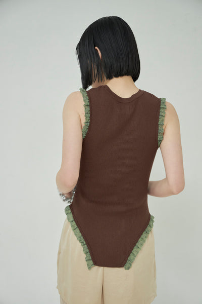 画像をギャラリービューアに読み込む, Frill Lace Knit Tank