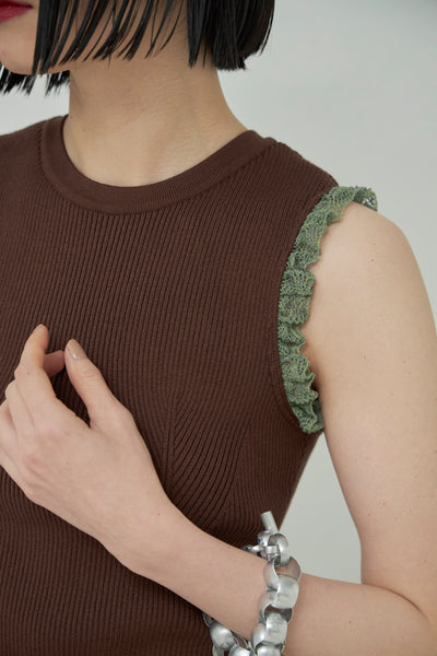 画像をギャラリービューアに読み込む, Frill Lace Knit Tank