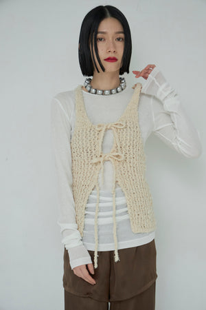 Frayed Yarn Open Front Tank