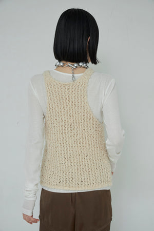 Frayed Yarn Open Front Tank