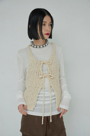 Frayed Yarn Open Front Tank