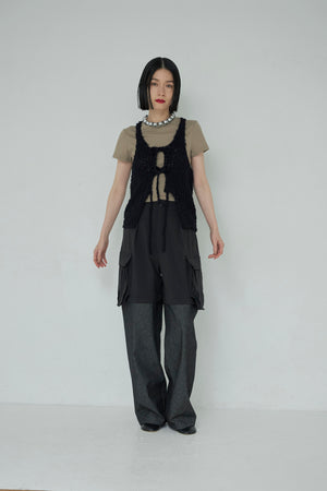 Frayed Yarn Open Front Tank
