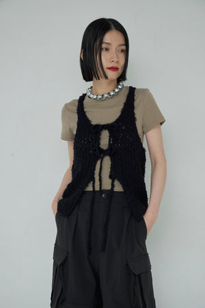 Frayed Yarn Open Front Tank