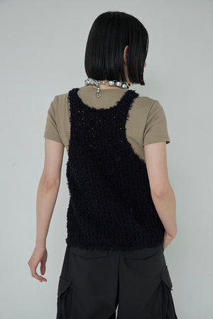 Frayed Yarn Open Front Tank