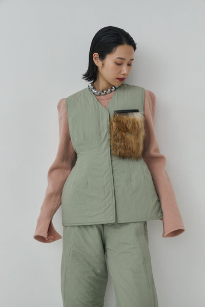 画像をギャラリービューアに読み込む, Reversible Craft Fur Pocket Vest