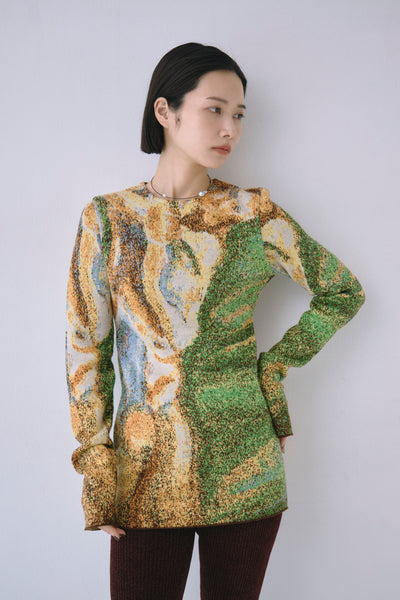 画像をギャラリービューアに読み込む, Melting Colors Jacquard Pullover