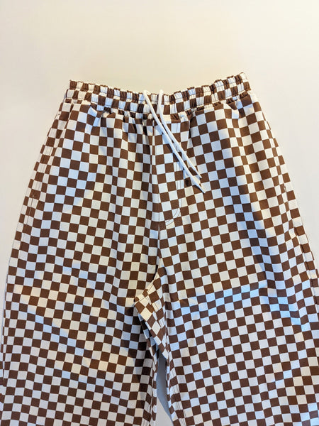 画像をギャラリービューアに読み込む, Kids Checkered Easy Big Pants - Mocha
