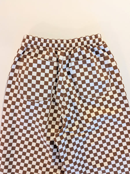 画像をギャラリービューアに読み込む, Kids Checkered Easy Big Pants - Mocha
