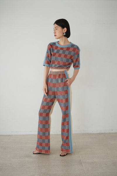 Load image into Gallery viewer, Checkered Track Knit Pants
