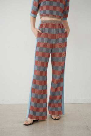 Checkered Track Knit Pants