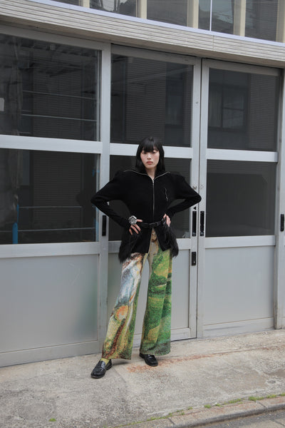画像をギャラリービューアに読み込む, Full Zip Puff Sleeve Knit Top

