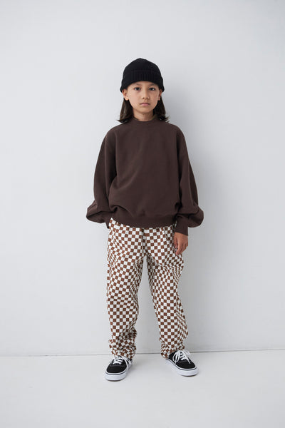 画像をギャラリービューアに読み込む, Kids Checkered Easy Big Pants - Mocha
