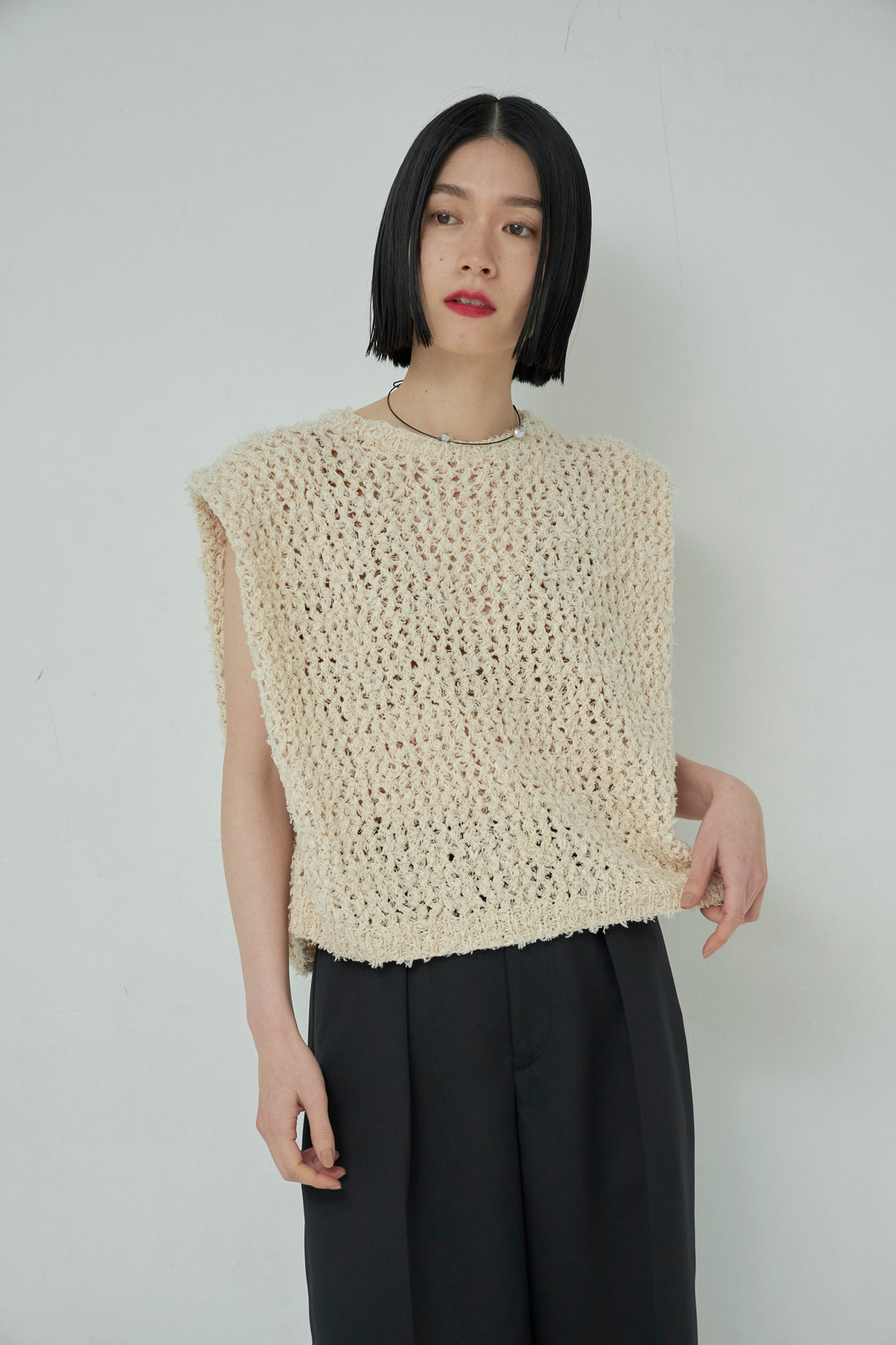 Frayed Yarn Square Pullover