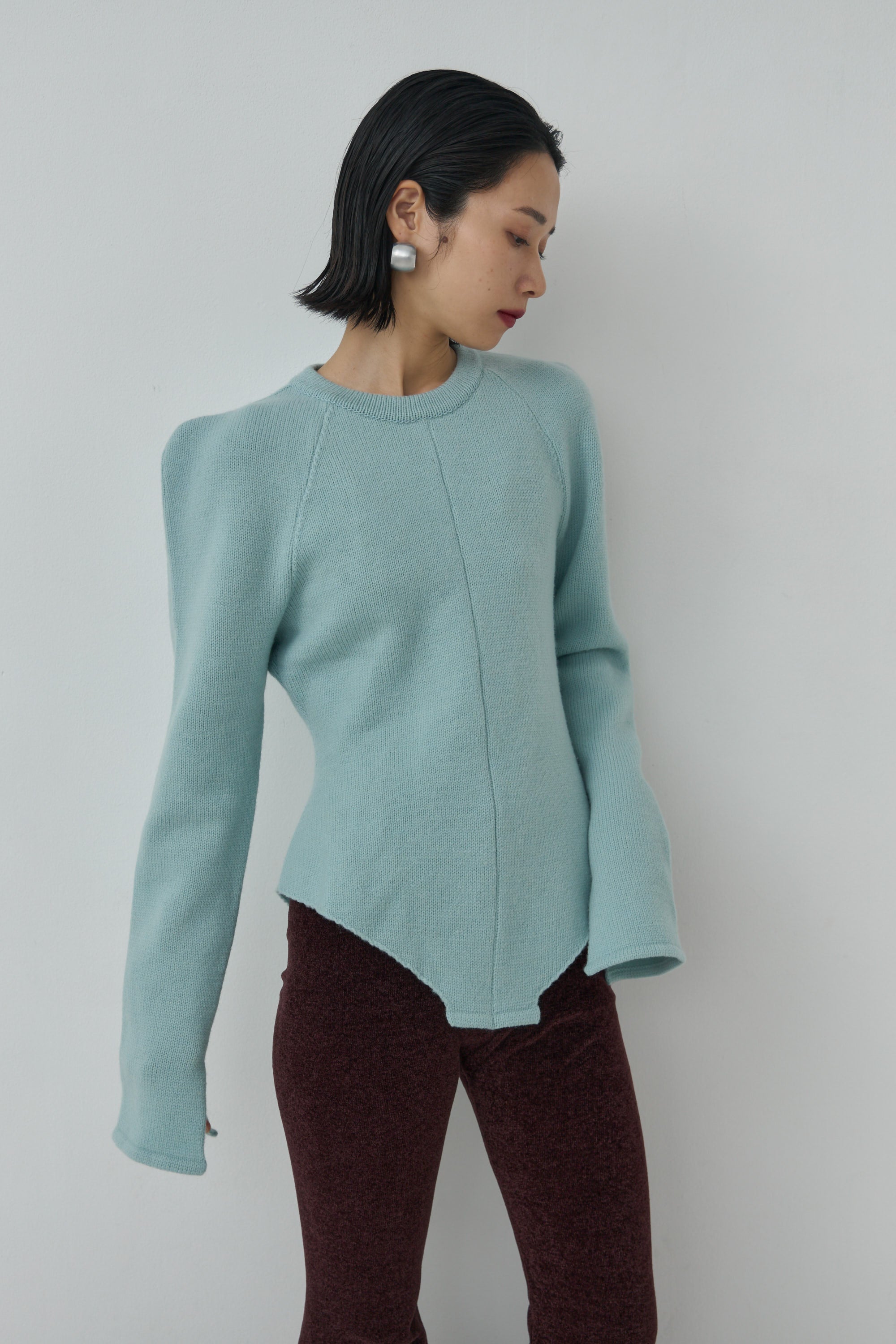 Mediam ウールニット　ボディスーツ Mediam Wool Knit Body Suit Like Pullover・mix - tity