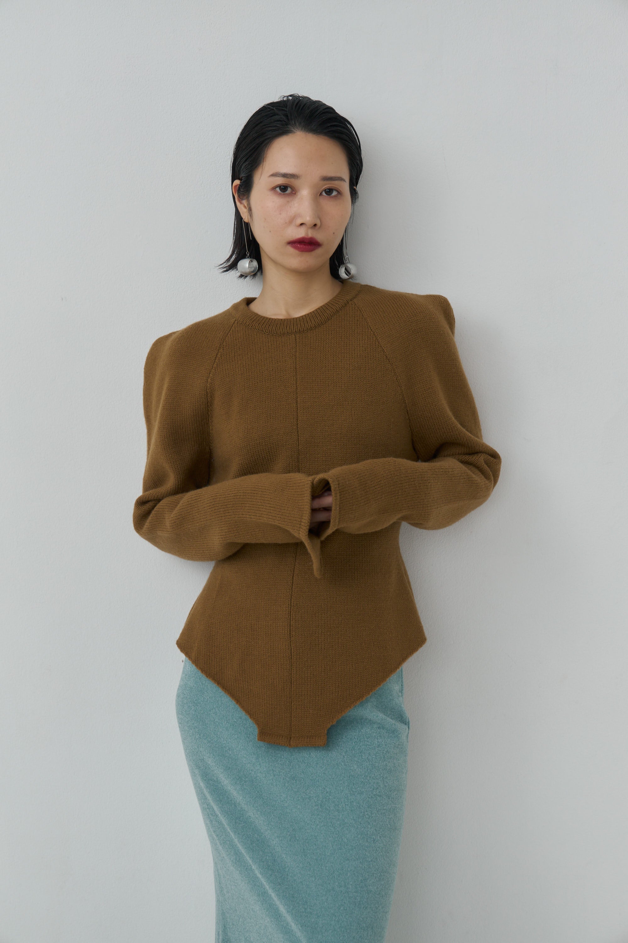 Mediam ウールニット　ボディスーツ Mediam Wool Knit Body Suit Like Pullover・mix - tity