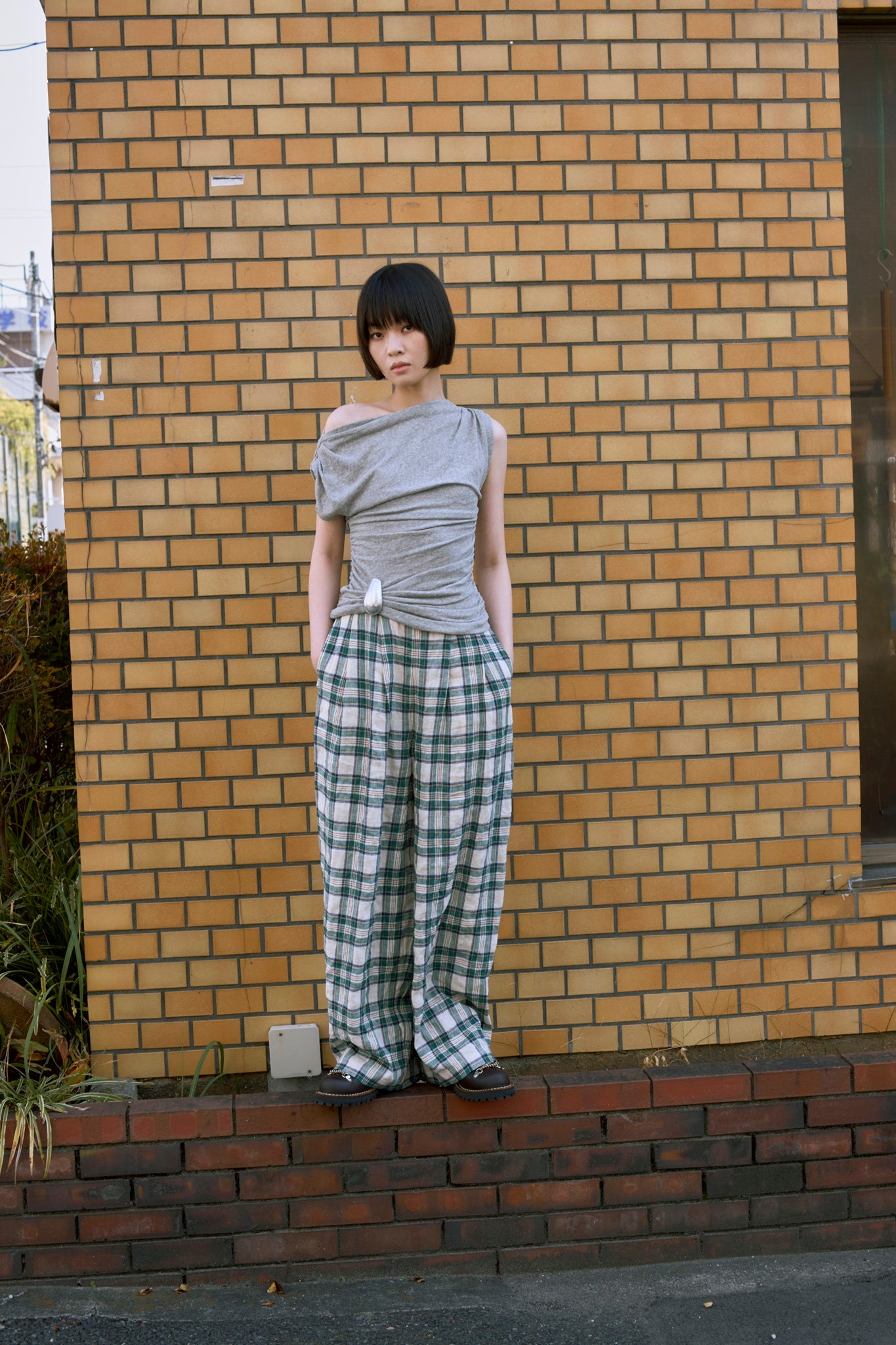 mediam リネンチェックパンツ mediam リネンチェックパンツ Linen Check Pants – Mediam