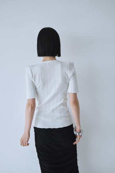 画像をギャラリービューアに読み込む, Eyelet Shoulder Knit Top
