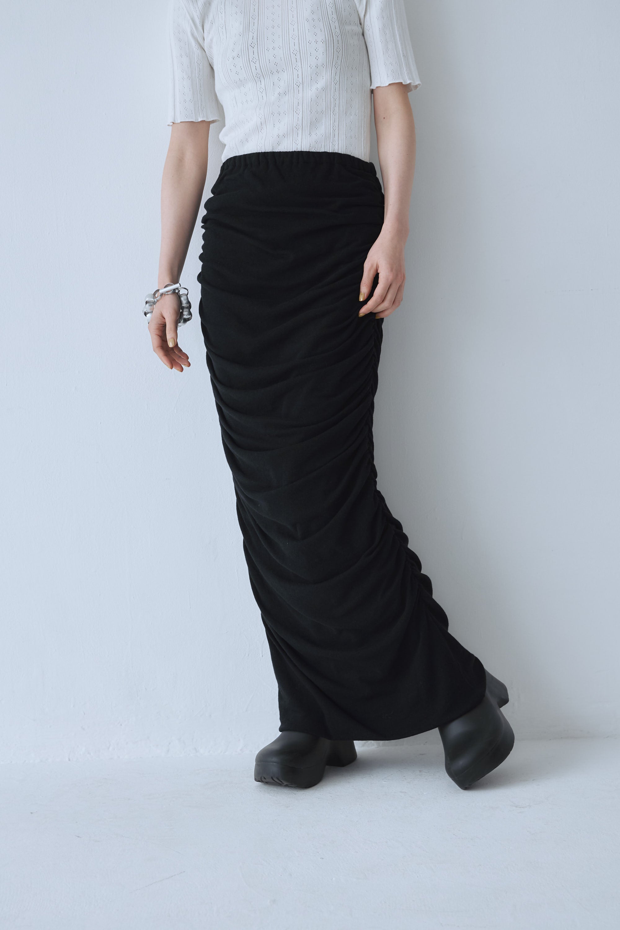 未使用タグ付き Mediam Gather Skirt Black Gather Skirt – Mediam