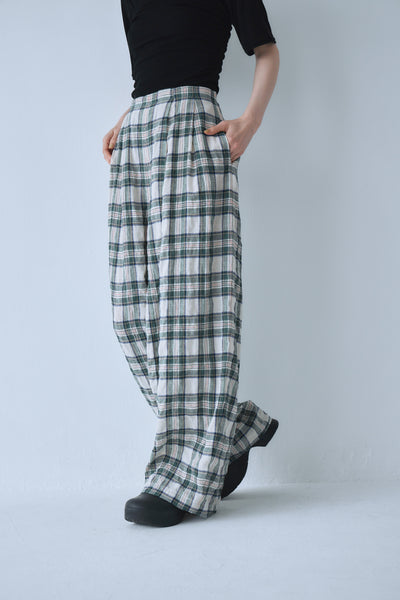 画像をギャラリービューアに読み込む, 【予約商品】Linen Check Pants【6月中旬～下旬発送予定】
