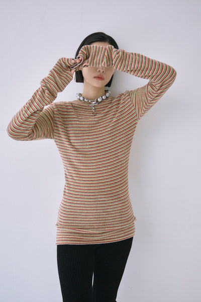 画像をギャラリービューアに読み込む, Border Knit Top - B
