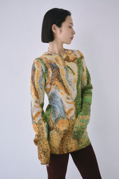 画像をギャラリービューアに読み込む, Melting Colors Jacquard Pullover
