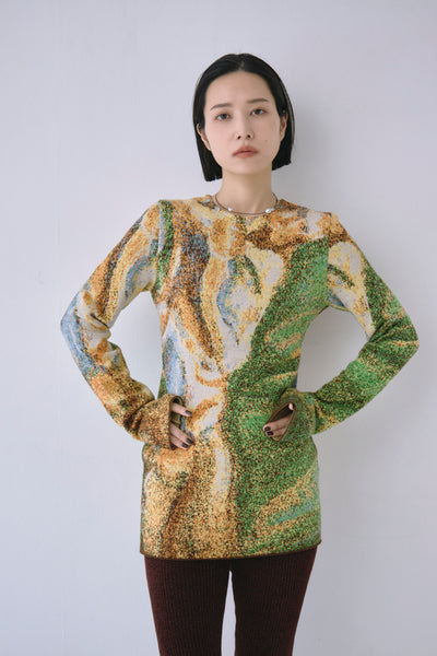 画像をギャラリービューアに読み込む, Melting Colors Jacquard Pullover
