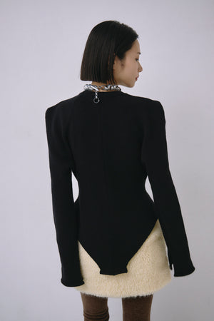 Wool Knit Bodysuit Like Pullover