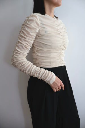 Cotton Tulle Gather Top