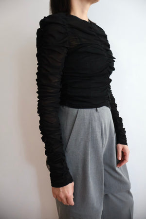 Cotton Tulle Gather Top